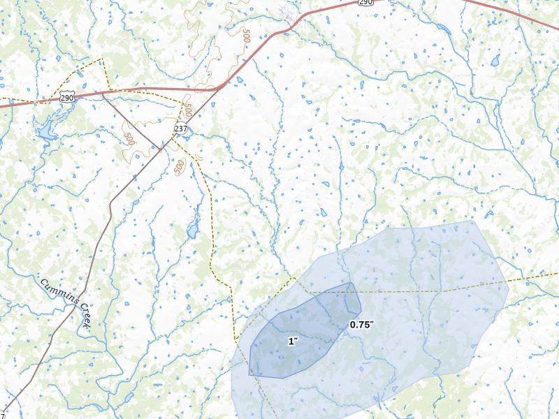 NEXRAD radar-signature map of the hail storm over Burton, TX on Jun 2, 2026