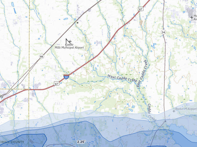 NEXRAD radar-signature map of the hail over Caddo Mills, TX