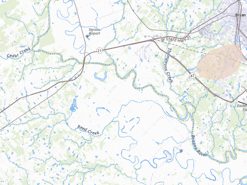Radar-estimated hail-size map of the storm over Caldwell, TX on Jun 2, 2026
