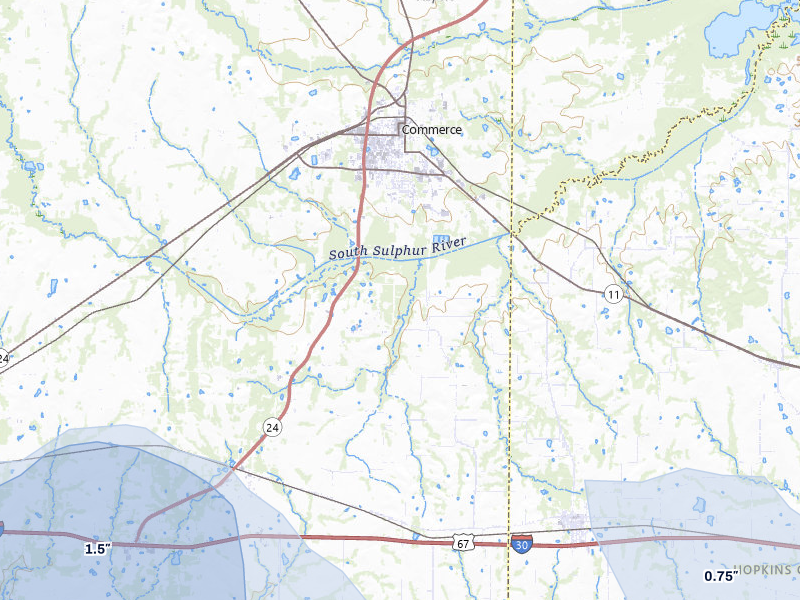 NEXRAD radar-signature map of the hail storm over Campbell, TX on May 8, 2026