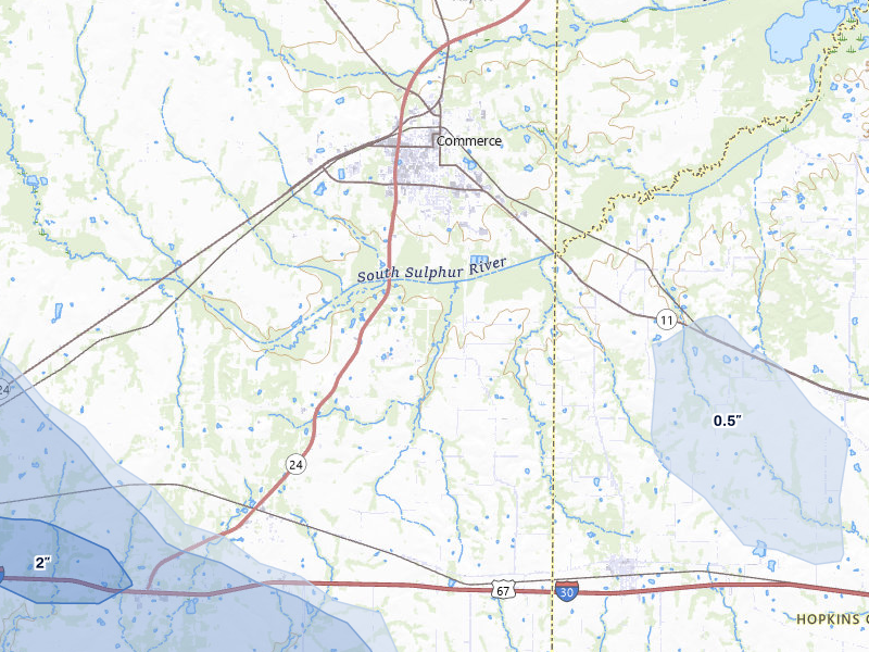 NEXRAD radar-signature map of the hail storm over Campbell, TX on Jul 6, 2026