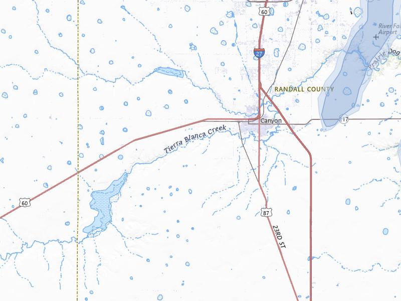 NEXRAD radar-signature map of the hail storm over Canyon, TX on Jul 1, 2026