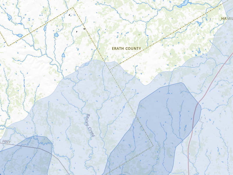 NEXRAD radar-signature map of the hail storm over Carlton, TX on Jun 6, 2026