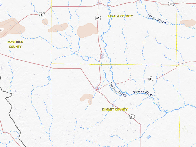 Radar-estimated hail-size map of the storm over Carrizo Springs, TX on Jun 6, 2026