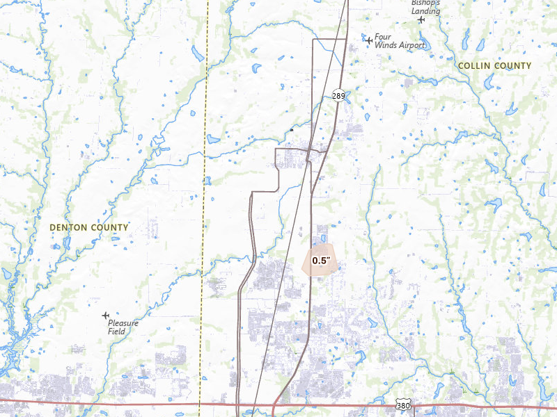 Radar-estimated hail-size map of the storm over Celina, TX