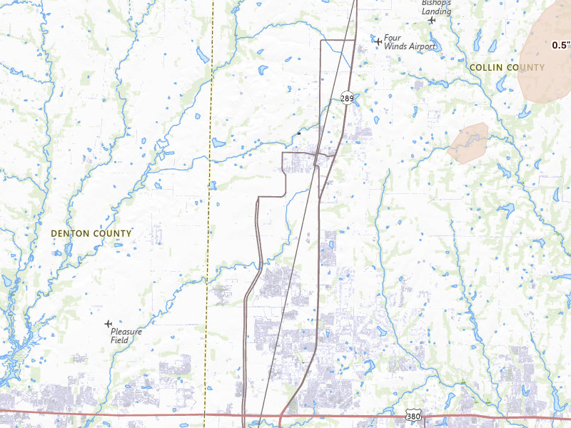 Radar-estimated hail-size map of the storm over Celina, TX
