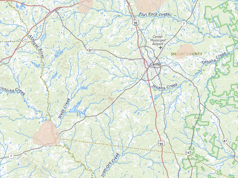 Radar-estimated hail-size map of the storm over Center, TX on Jun 2, 2026
