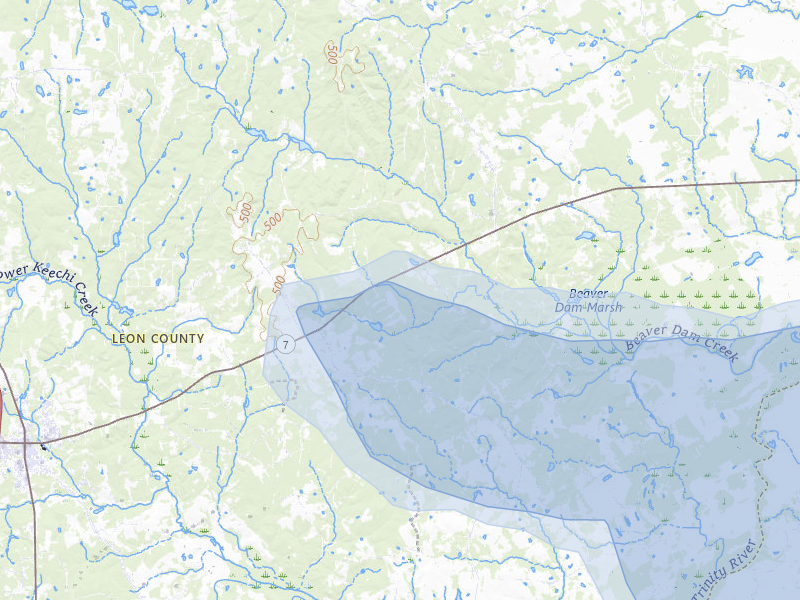 NEXRAD radar-signature map of the hail over Centerville, TX