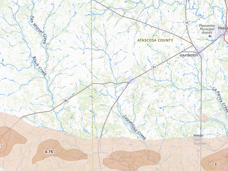 Radar-estimated hail-size map of the storm over Charlotte, TX on Apr 30, 2026