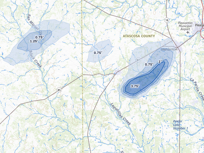 NEXRAD radar-signature map of the hail over Charlotte, TX