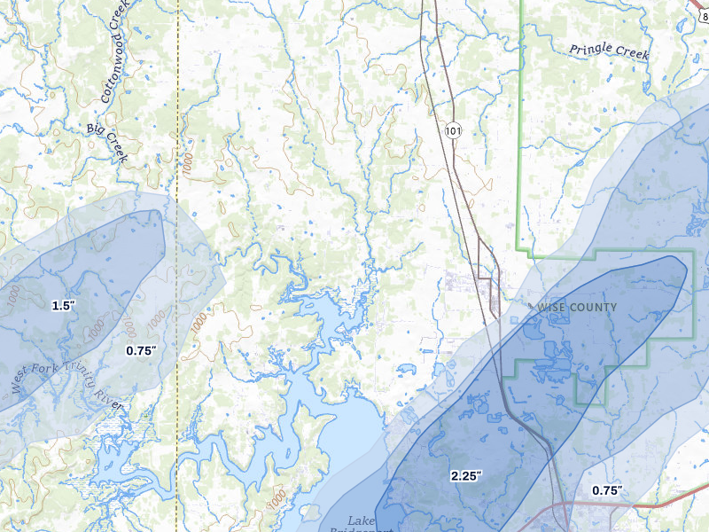 NEXRAD radar-signature map of the hail storm over Chico, TX on Mar 4, 2026