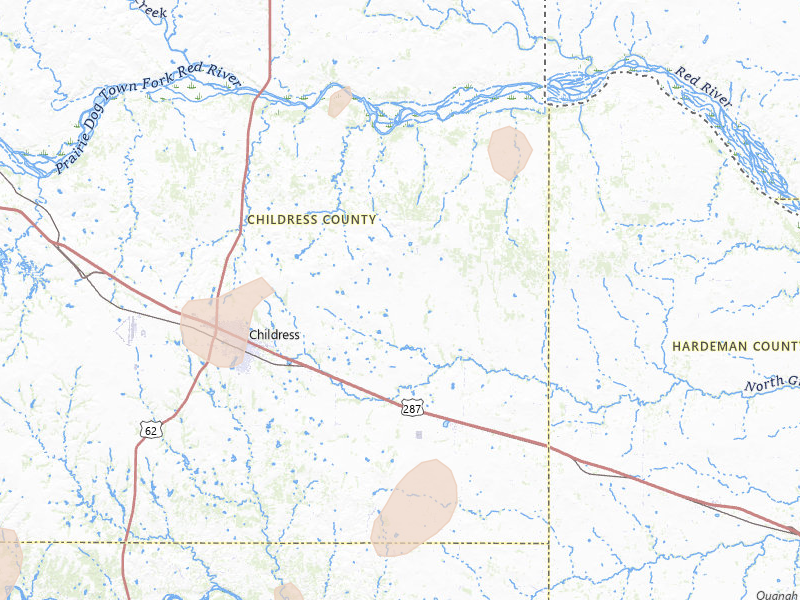 Radar-estimated hail-size map of the storm over Childress, TX on Apr 1, 2026