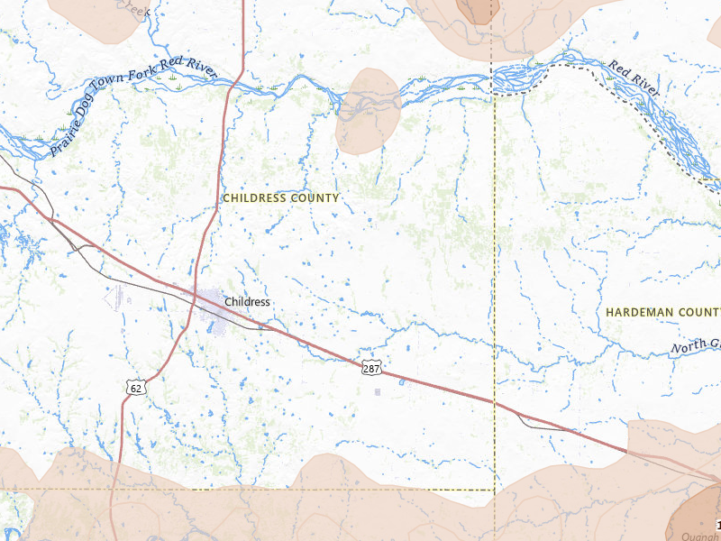 Radar-estimated hail-size map of the storm over Childress, TX on Jun 18, 2026