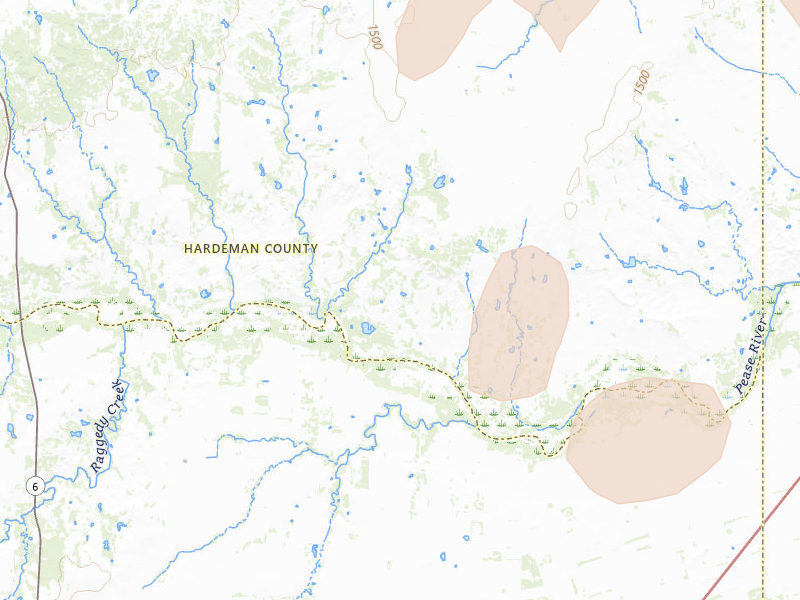 Radar-estimated hail-size map of the storm over Chillicothe, TX on Jun 18, 2026