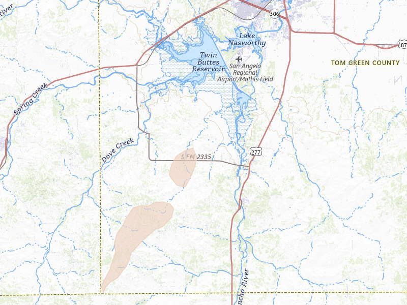 Radar-estimated hail-size map of the storm over Christoval, TX on May 22, 2026