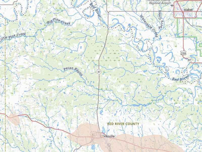 Radar-estimated hail-size map of the storm over Clarksville, TX on May 9, 2026