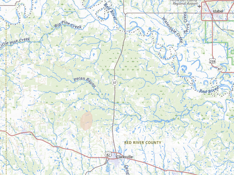 Radar-estimated hail-size map of the storm over Clarksville, TX on May 22, 2026