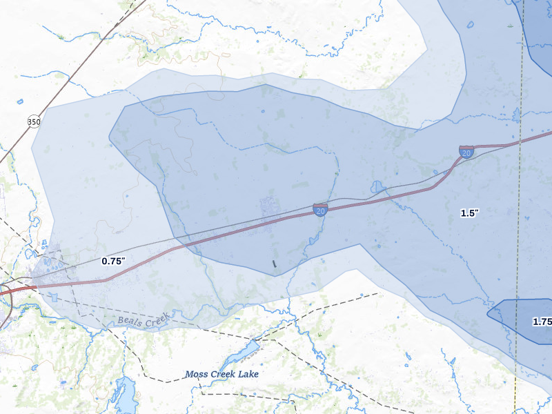 NEXRAD radar-signature map of the hail storm over Coahoma, TX on May 10, 2026