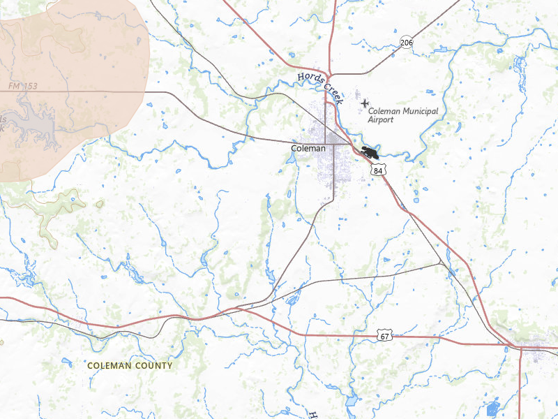 Radar-estimated hail-size map of the storm over Coleman, TX on Mar 7, 2026