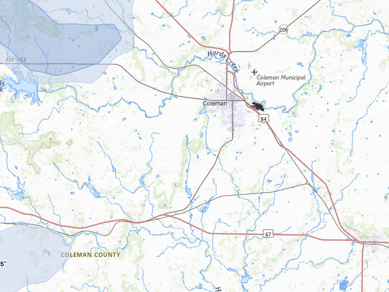 NEXRAD radar-signature map of the hail storm over Coleman, TX on Mar 7, 2026