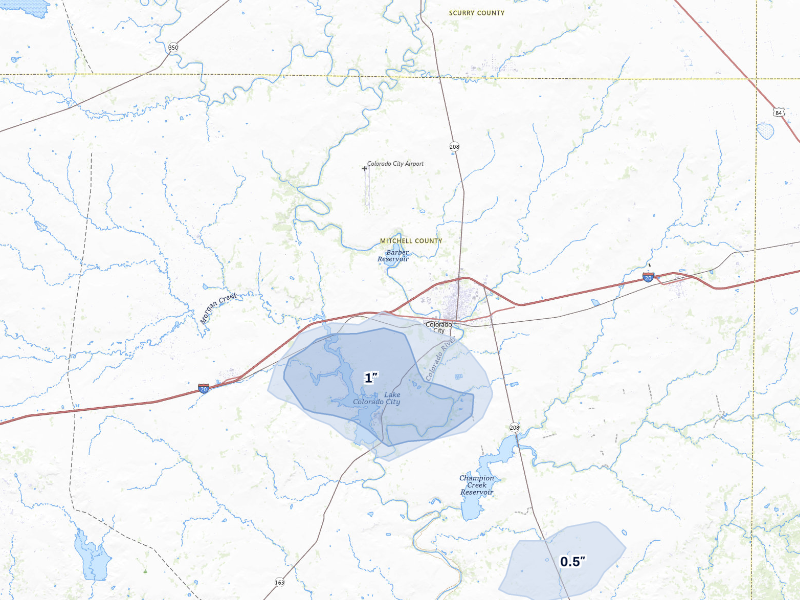 NEXRAD radar-signature map of the hail storm over Colorado City, TX on Sep 21, 2026