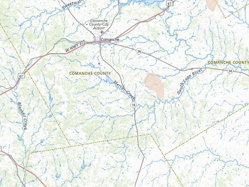 Radar-estimated hail-size map of the storm over Comanche, TX on May 22, 2026