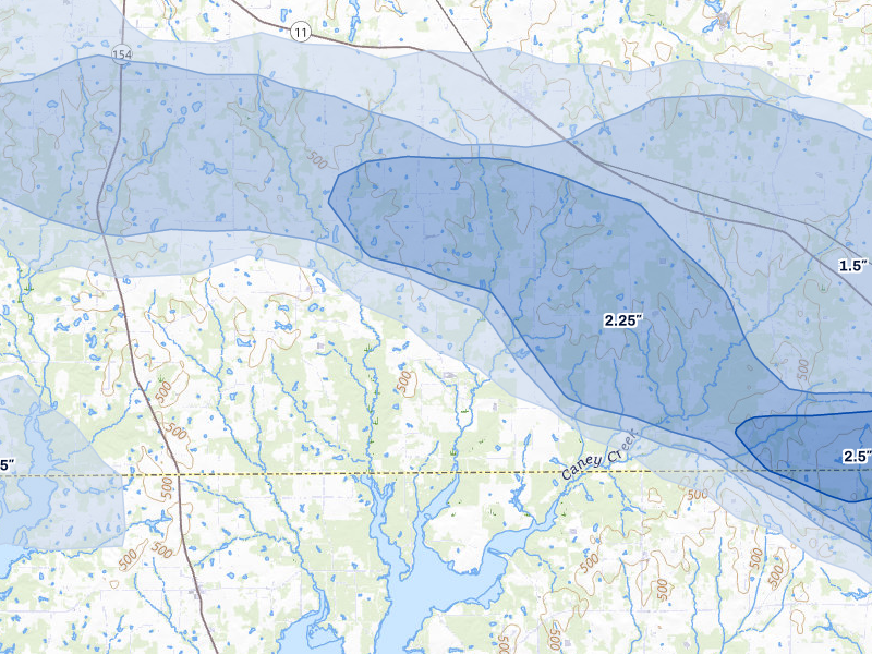 NEXRAD radar-signature map of the hail storm over Como, TX on May 8, 2026