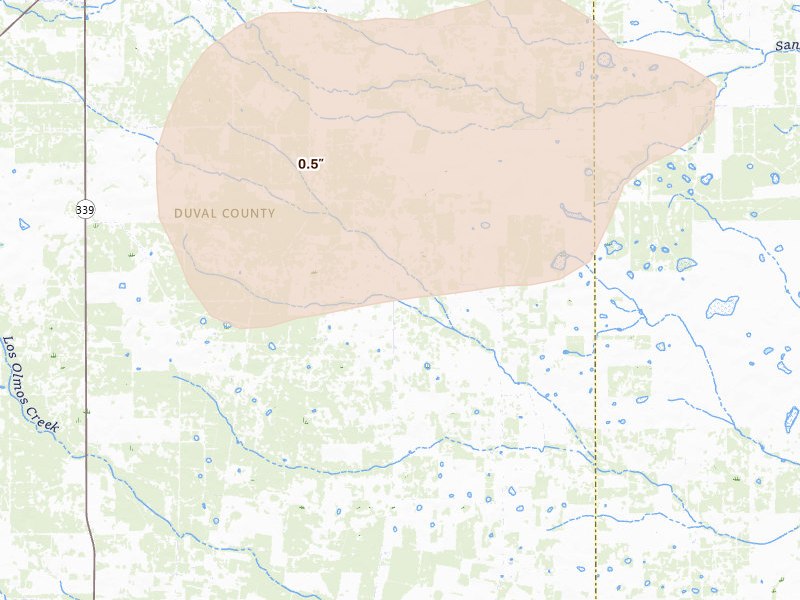 Radar-estimated hail-size map of the storm over Concepcion, TX on May 20, 2026