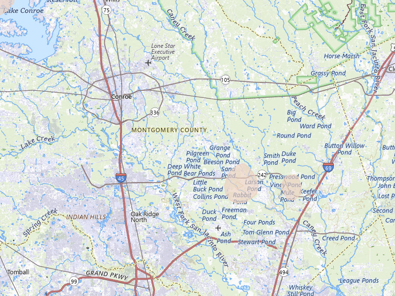 Radar-estimated hail-size map of the storm over Conroe, TX on May 10, 2026