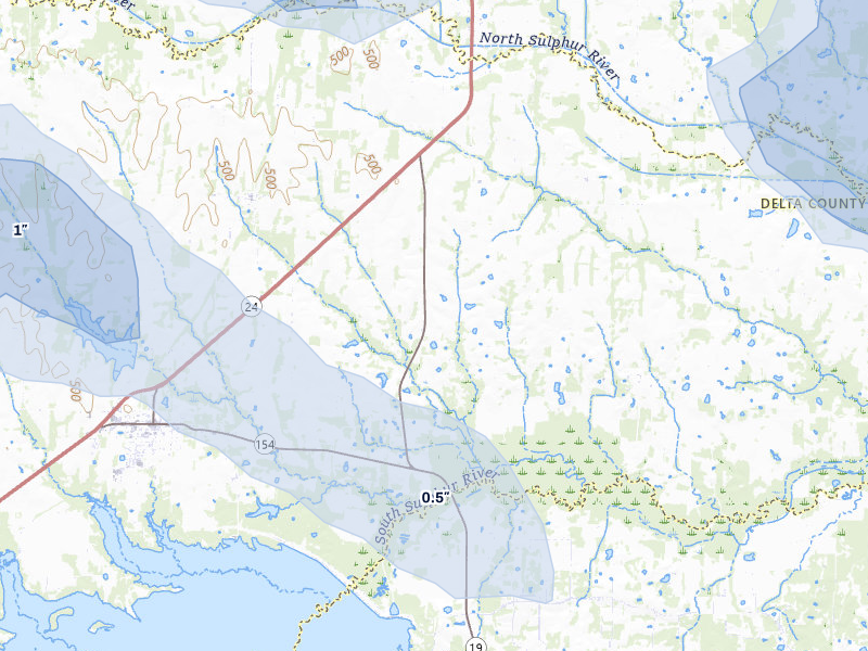 NEXRAD radar-signature map of the hail storm over Cooper, TX on May 9, 2026