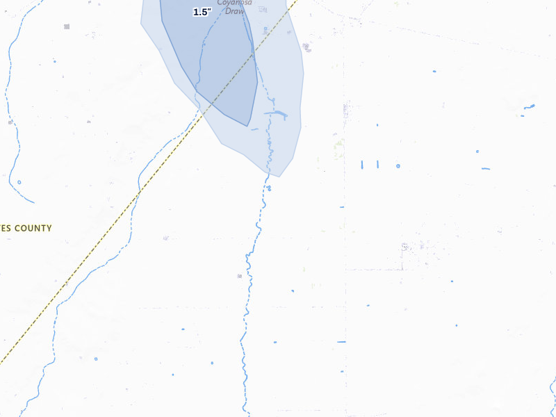 NEXRAD radar-signature map of the hail storm over Coyanosa, TX on May 31, 2026