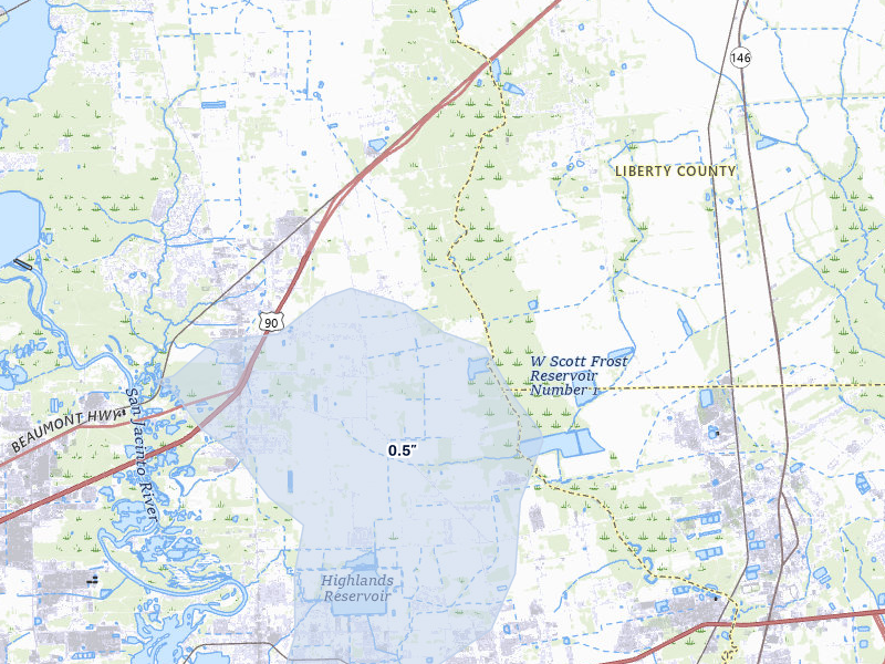 NEXRAD radar-signature map of the hail storm over Crosby, TX on Jul 7, 2026