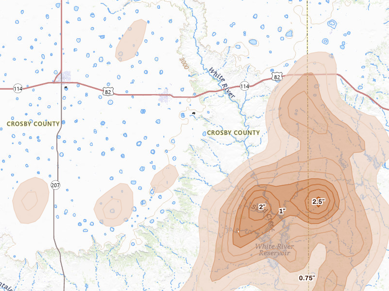 Radar-estimated hail-size map of the storm over Crosbyton, TX on May 31, 2026