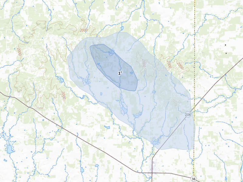 NEXRAD radar-signature map of the hail storm over Cross Plains, TX on May 10, 2026