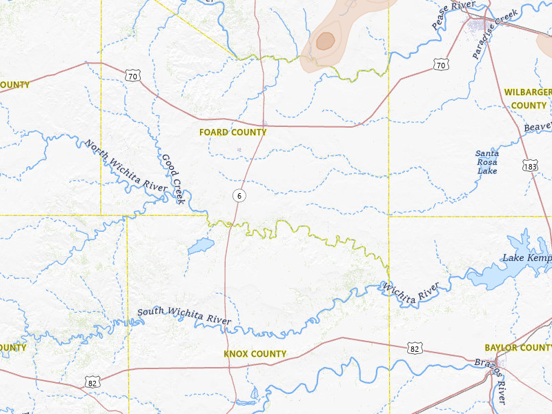 Radar-estimated hail-size map of the storm over Crowell, TX on May 8, 2026