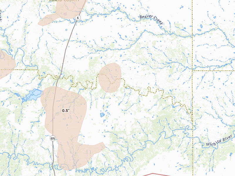 Radar-estimated hail-size map of the storm over Crowell, TX on May 22, 2026