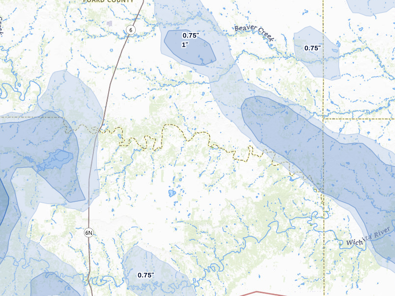 NEXRAD radar-signature map of the hail storm over Crowell, TX on Jul 5, 2026