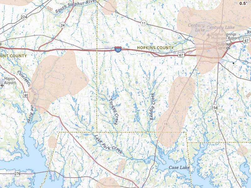 Radar-estimated hail-size map of the storm over Cumby, TX on May 22, 2026