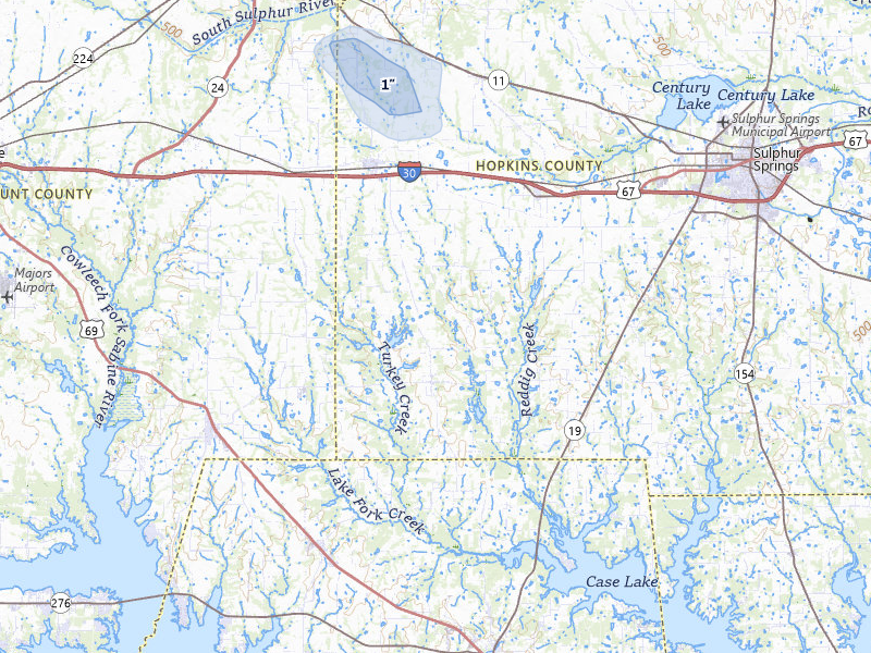 NEXRAD radar-signature map of the hail storm over Cumby, TX on Jul 7, 2026