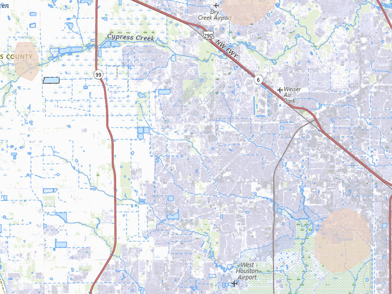 Radar-estimated hail-size map of the storm over Cypress, TX on Jul 6, 2026