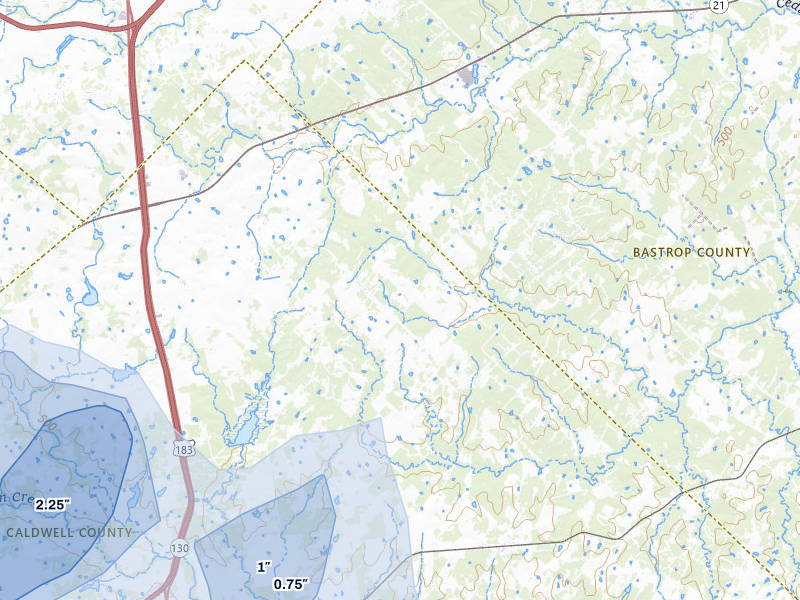 NEXRAD radar-signature map of the hail storm over Dale, TX on Aug 27, 2026