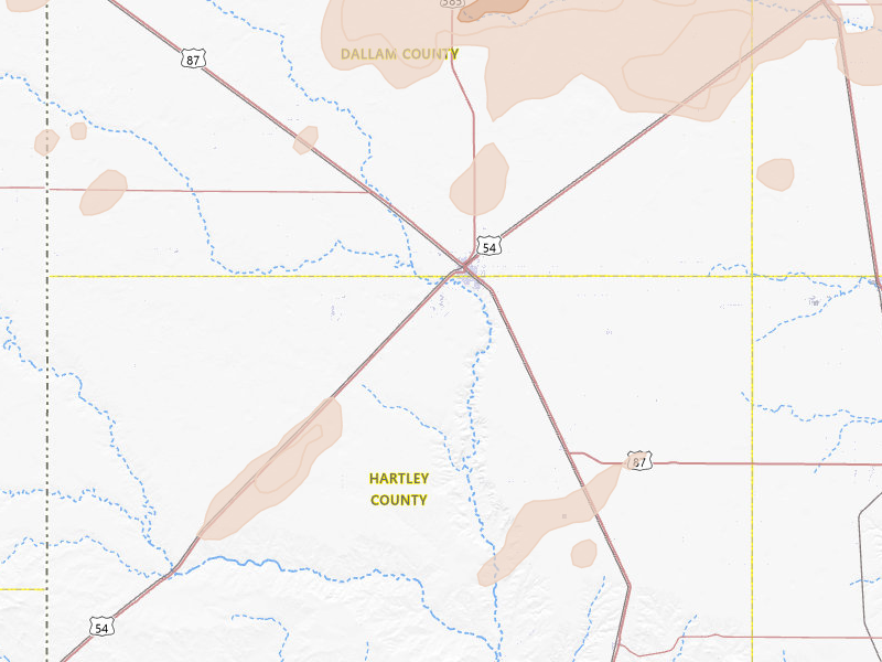 Radar-estimated hail-size map of the storm over Dalhart, TX on Jun 26, 2026