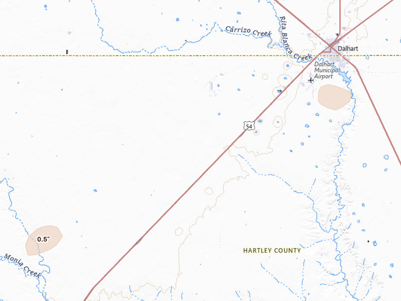 Radar-estimated hail-size map of the storm over Dalhart, TX