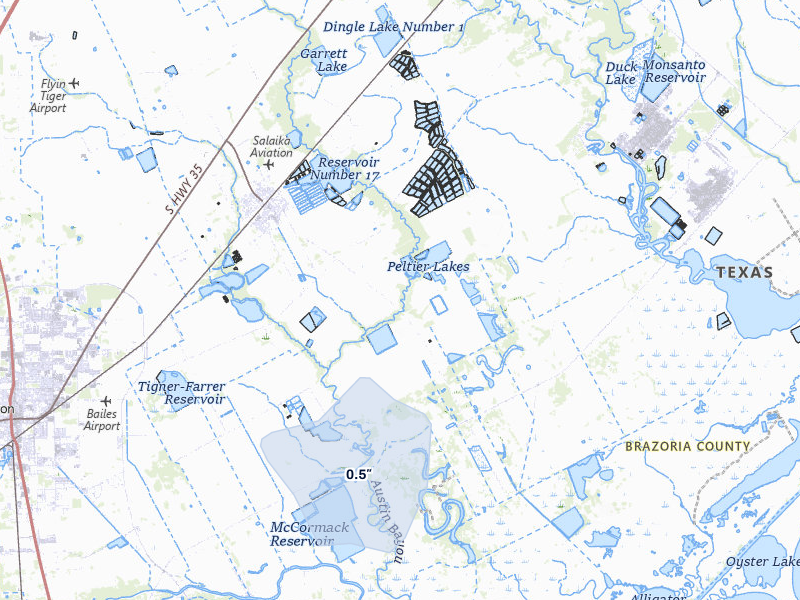 NEXRAD radar-signature map of the hail storm over Danbury, TX on Jul 7, 2026