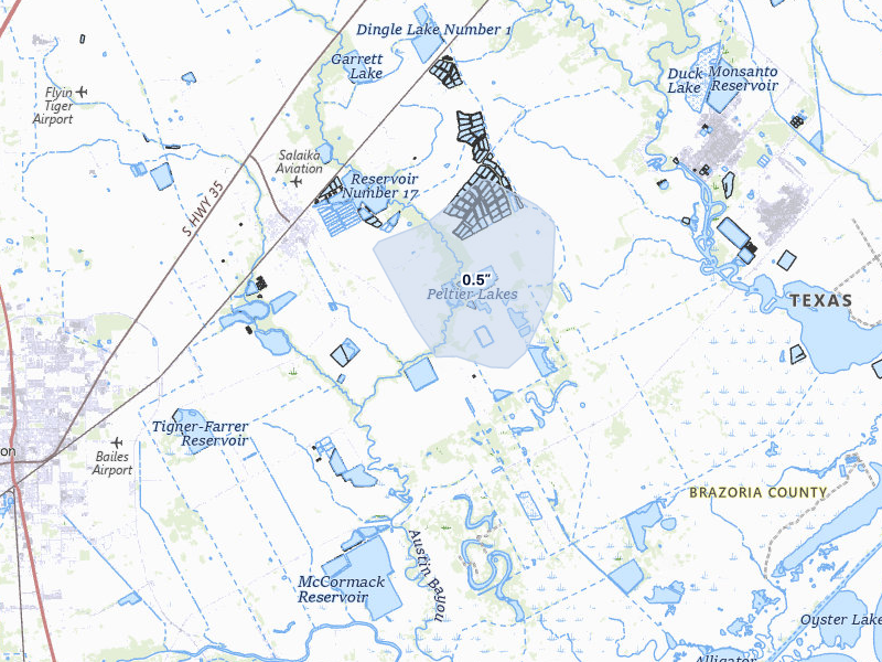 NEXRAD radar-signature map of the hail storm over Danbury, TX on Jul 11, 2026