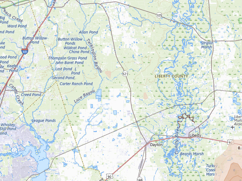 Radar-estimated hail-size map of the storm over Dayton, TX on May 9, 2026