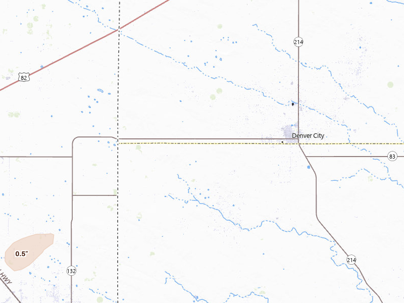 Radar-estimated hail-size map of the storm over Denver City, TX on May 31, 2026