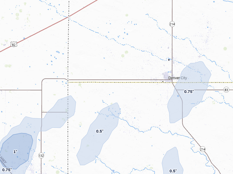 NEXRAD radar-signature map of the hail storm over Denver City, TX on May 31, 2026