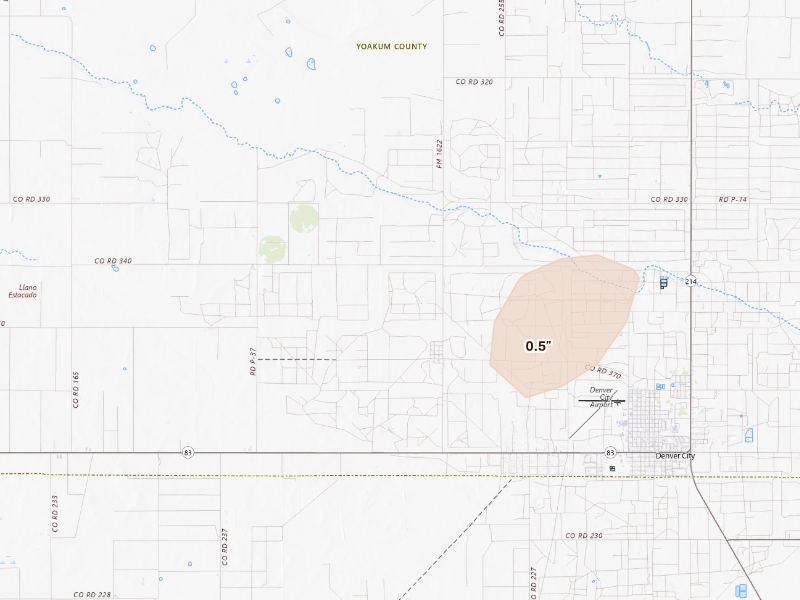 Radar-estimated hail-size map of the storm over Denver City, TX