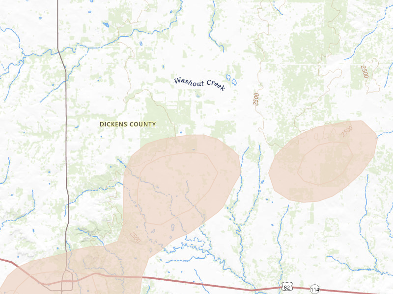 Radar-estimated hail-size map of the storm over Dickens, TX on May 31, 2026